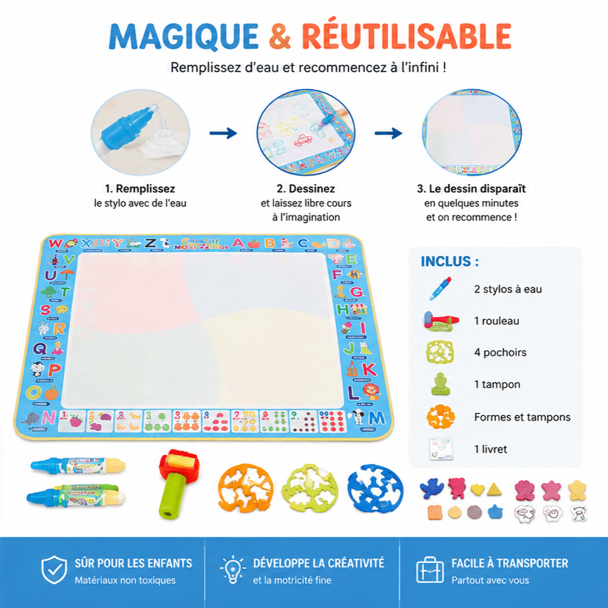 Tapis Magique a l'eau Montessori 100x80cm